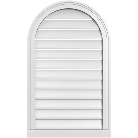 Ekena Millwork Round Top Surface Mount PVC Gable Vent: Functional, w/ 2"W x 2"P Brickmould Sill Frame, 22"W x 36"H GVPRT22X3603SF